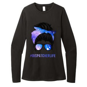 Mothers Day Minnie Momdispatcher Messy Bun Hair Woman Dispatcher Life 911 Mother Womens CVC Long Sleeve Shirt