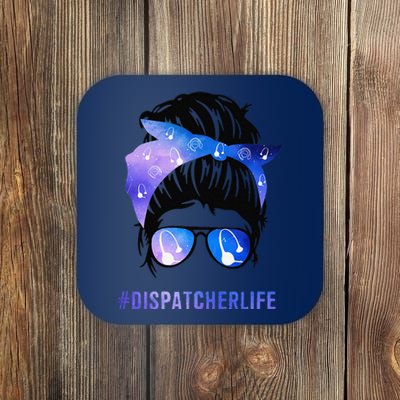 Mothers Day Minnie Momdispatcher Messy Bun Hair Woman Dispatcher Life 911 Mother Coaster