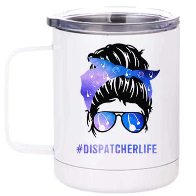 Mothers Day Minnie Momdispatcher Messy Bun Hair Woman Dispatcher Life 911 Mother 12 oz Stainless Steel Tumbler Cup