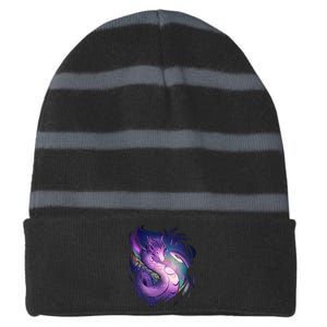 Mystical Dragon Striped Beanie with Solid Band