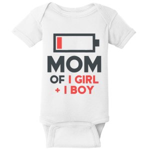 Mothers Day Mom of 1 Girl 1 Boy Tee Gift Daughter Son Baby Bodysuit