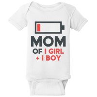 Mothers Day Mom of 1 Girl 1 Boy Tee Gift Daughter Son Baby Bodysuit