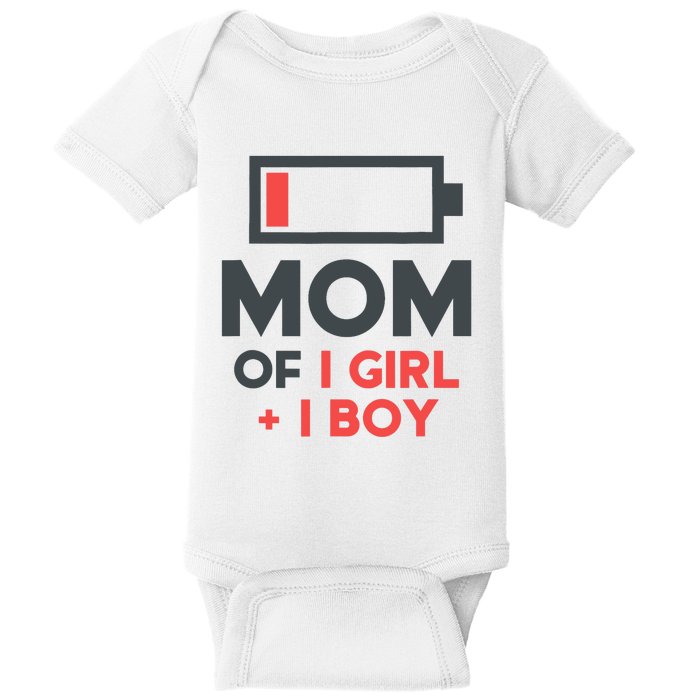 Mothers Day Mom of 1 Girl 1 Boy Tee Gift Daughter Son Baby Bodysuit