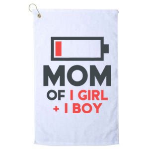 Mothers Day Mom of 1 Girl 1 Boy Tee Gift Daughter Son Platinum Collection Golf Towel