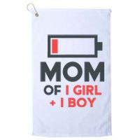 Mothers Day Mom of 1 Girl 1 Boy Tee Gift Daughter Son Platinum Collection Golf Towel