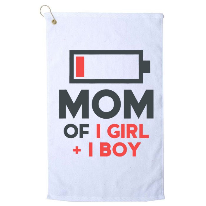 Mothers Day Mom of 1 Girl 1 Boy Tee Gift Daughter Son Platinum Collection Golf Towel