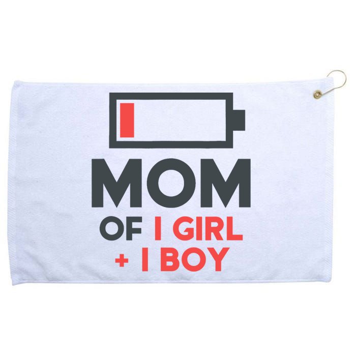 Mothers Day Mom of 1 Girl 1 Boy Tee Gift Daughter Son Grommeted Golf Towel