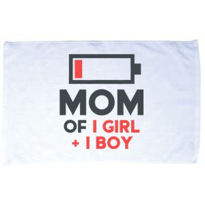 Mothers Day Mom of 1 Girl 1 Boy Tee Gift Daughter Son Microfiber Hand Towel