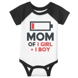 Mothers Day Mom of 1 Girl 1 Boy Tee Gift Daughter Son Infant Baby Jersey Bodysuit