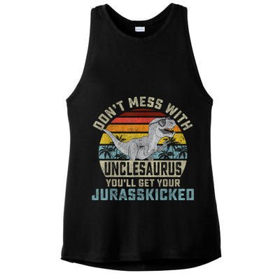 Mens Don't Mess With Unclesaurus You'll Get Jurasskicked Uncle Ladies PosiCharge Tri-Blend Wicking Tank