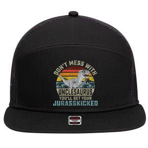 Mens Don't Mess With Unclesaurus You'll Get Jurasskicked Uncle 7 Panel Mesh Trucker Snapback Hat