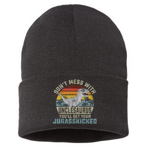 Mens Don't Mess With Unclesaurus You'll Get Jurasskicked Uncle Sustainable Knit Beanie