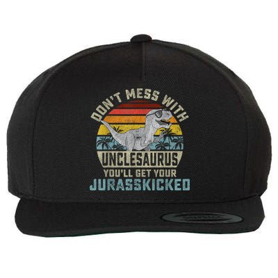 Mens Don't Mess With Unclesaurus You'll Get Jurasskicked Uncle Wool Snapback Cap