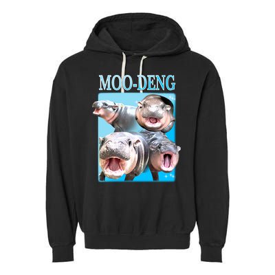 Moo Deng Meme Hippo Funny Garment-Dyed Fleece Hoodie