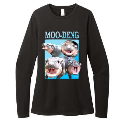 Moo Deng Meme Hippo Funny Womens CVC Long Sleeve Shirt