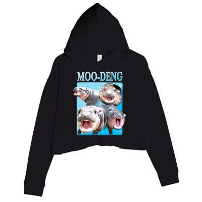 Moo Deng Meme Hippo Funny Crop Fleece Hoodie