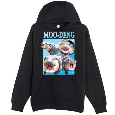 Moo Deng Meme Hippo Funny Premium Pullover Hoodie