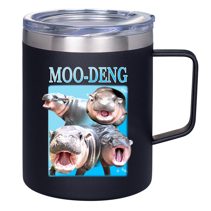 Moo Deng Meme Hippo Funny 12oz Stainless Steel Coffee Mug