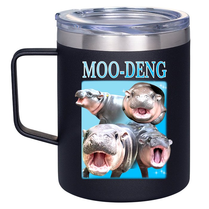 Moo Deng Meme Hippo Funny 12oz Stainless Steel Coffee Mug