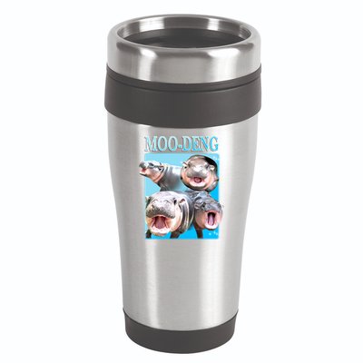 Moo Deng Meme Hippo Funny 16oz Travel Tumbler