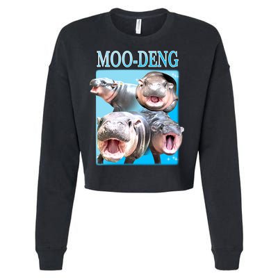Moo Deng Meme Hippo Funny Cropped Pullover Crew