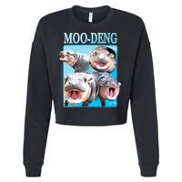 Moo Deng Meme Hippo Funny Cropped Pullover Crew