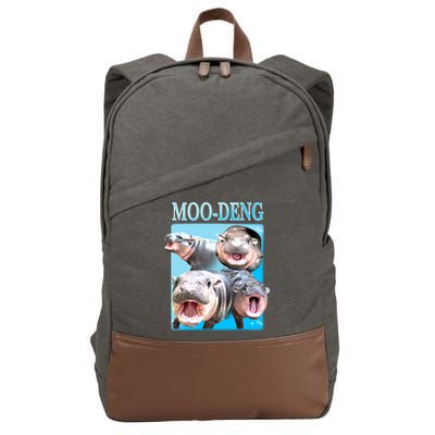 Moo Deng Meme Hippo Funny Cotton Canvas Backpack
