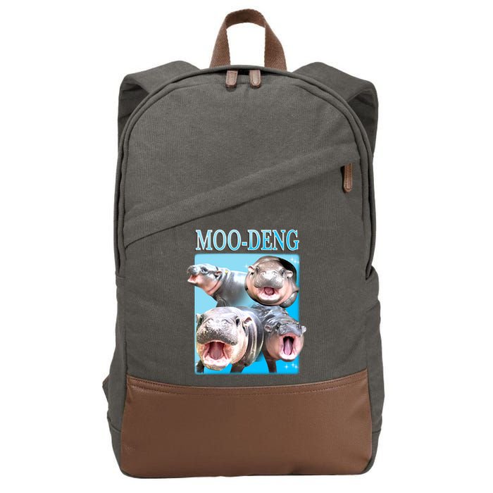 Moo Deng Meme Hippo Funny Cotton Canvas Backpack