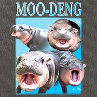 Moo Deng Meme Hippo Funny Cotton Canvas Backpack