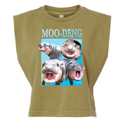 Moo Deng Meme Hippo Funny Garment-Dyed Women's Muscle Tee