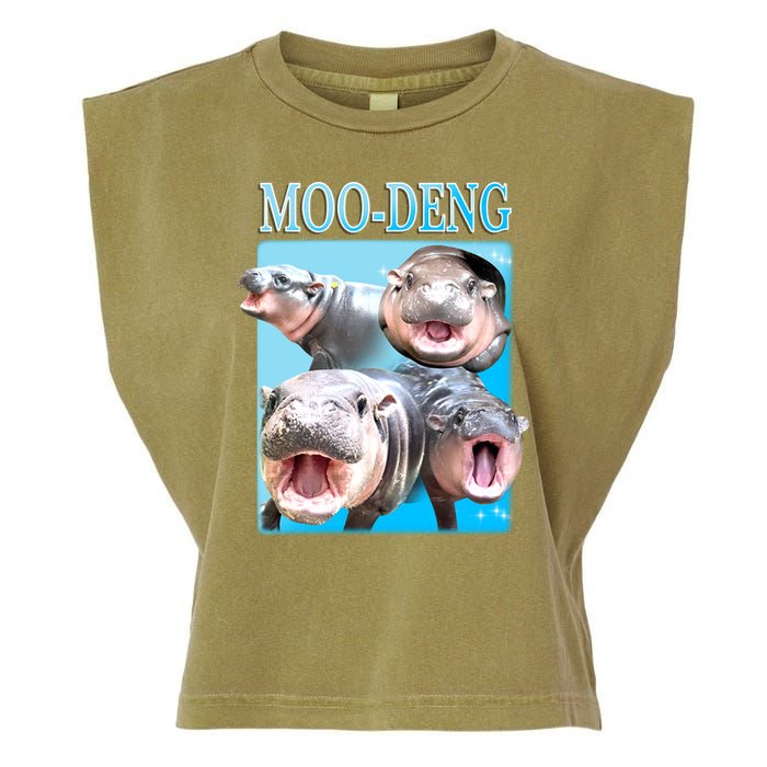 Moo Deng Meme Hippo Funny Garment-Dyed Women's Muscle Tee