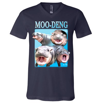 Moo Deng Meme Hippo Funny V-Neck T-Shirt