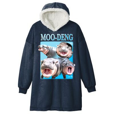 Moo Deng Meme Hippo Funny Hooded Wearable Blanket