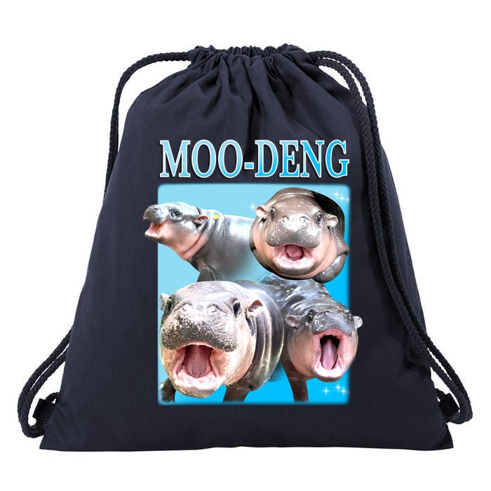 Moo Deng Meme Hippo Funny Drawstring Bag