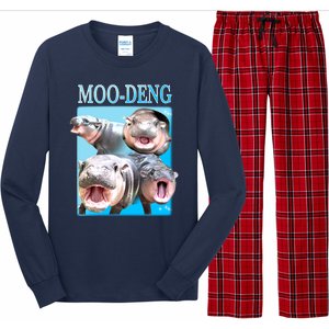 Moo Deng Meme Hippo Funny Long Sleeve Pajama Set