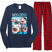 Moo Deng Meme Hippo Funny Long Sleeve Pajama Set