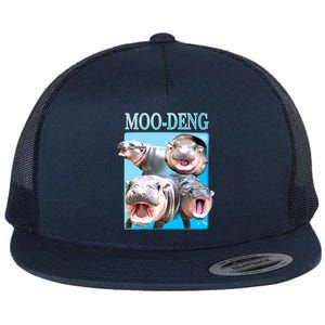 Moo Deng Meme Hippo Funny Flat Bill Trucker Hat