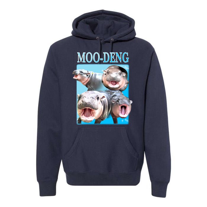 Moo Deng Meme Hippo Funny Premium Hoodie