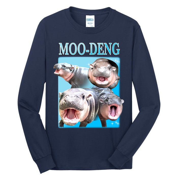 Moo Deng Meme Hippo Funny Tall Long Sleeve T-Shirt