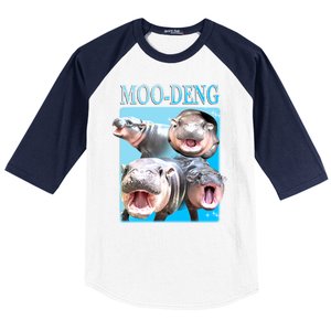 Moo Deng Meme Hippo Funny Baseball Sleeve Shirt