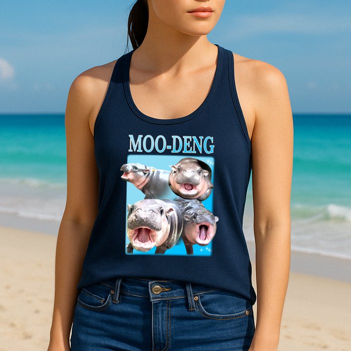 Moo Deng Meme Hippo Funny Womens Tank Top