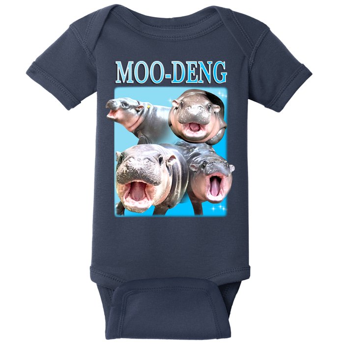 Moo Deng Meme Hippo Funny Baby Bodysuit