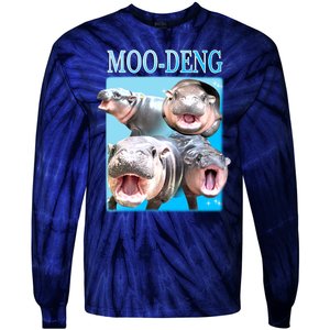 Moo Deng Meme Hippo Funny Tie-Dye Long Sleeve Shirt