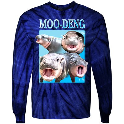 Moo Deng Meme Hippo Funny Tie-Dye Long Sleeve Shirt