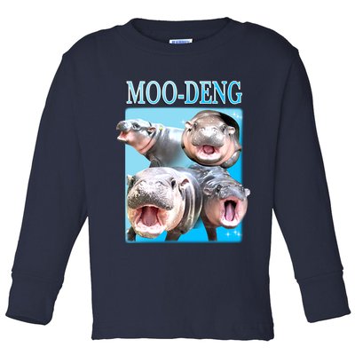 Moo Deng Meme Hippo Funny Toddler Long Sleeve Shirt