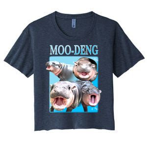 Moo Deng Meme Hippo Funny Women's Crop Top Tee