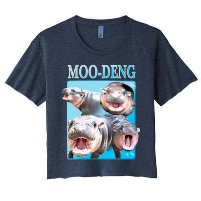 Moo Deng Meme Hippo Funny Crop Top