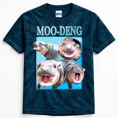 Moo Deng Meme Hippo Funny Kids Tie-Dye T-Shirt