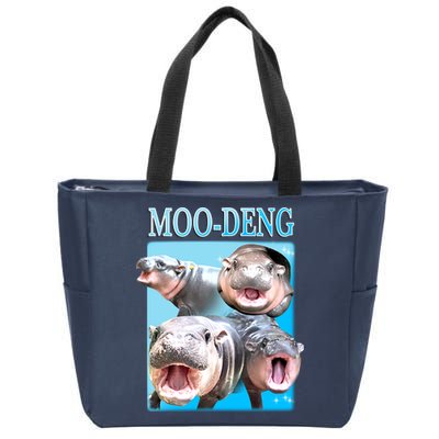 Moo Deng Meme Hippo Funny Zip Tote Bag
