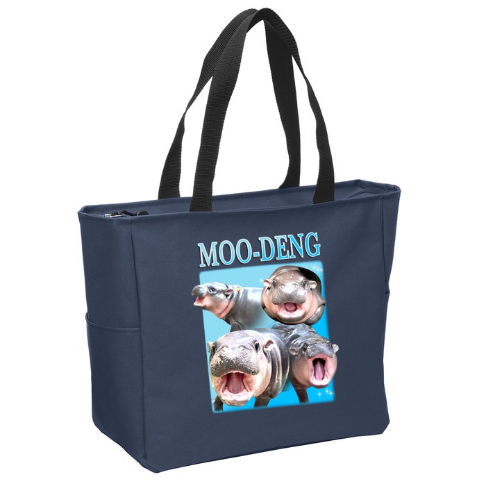Moo Deng Meme Hippo Funny Zip Tote Bag
